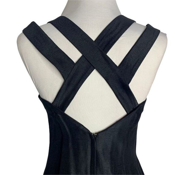 Vintage Scott McClintock Sheath Dress S Black Sleeveless Cross Back Knee Length - Picture 5 of 7